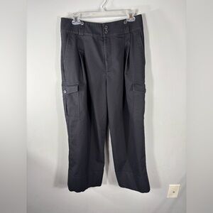 Lauren Ralph Lauren Pants Womens 10 Black Cargo Wide Leg Cropped High Rise Pleat